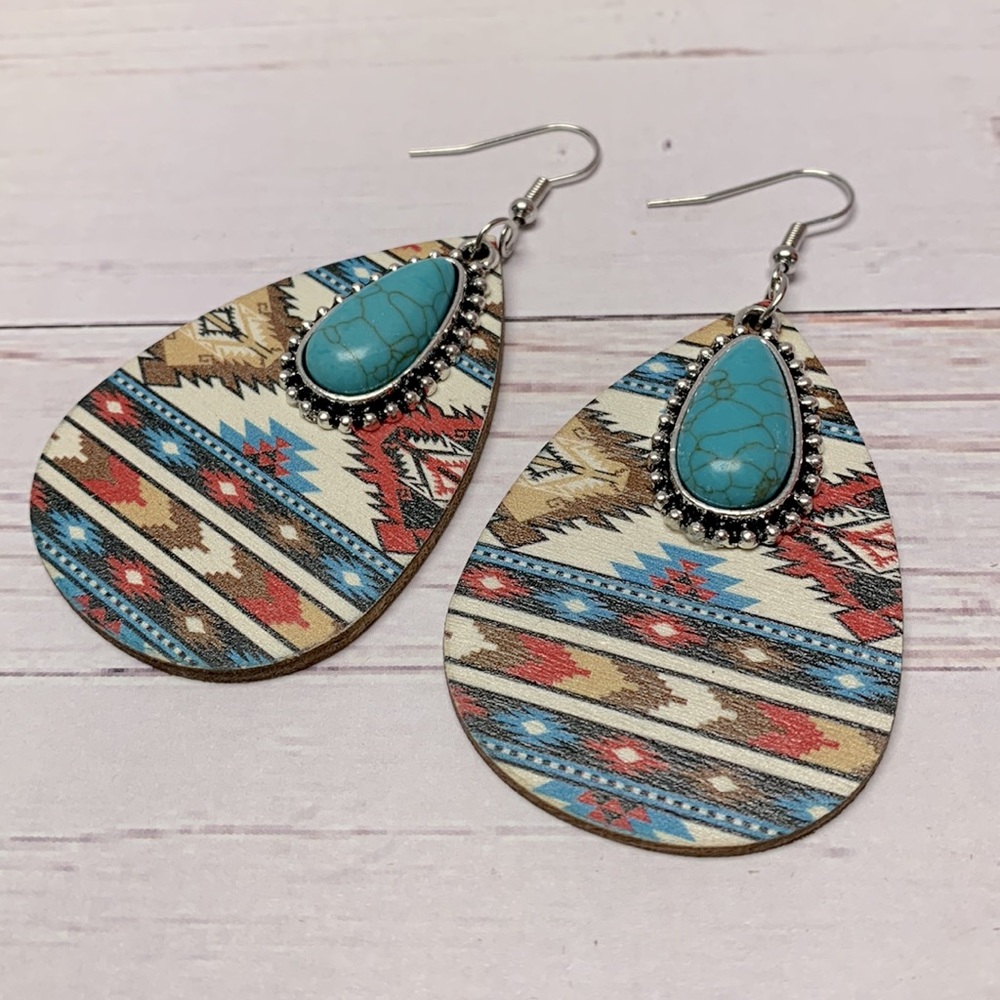 Southwestern Style Mixed Media Drop Earrings - Picture 5 of 8